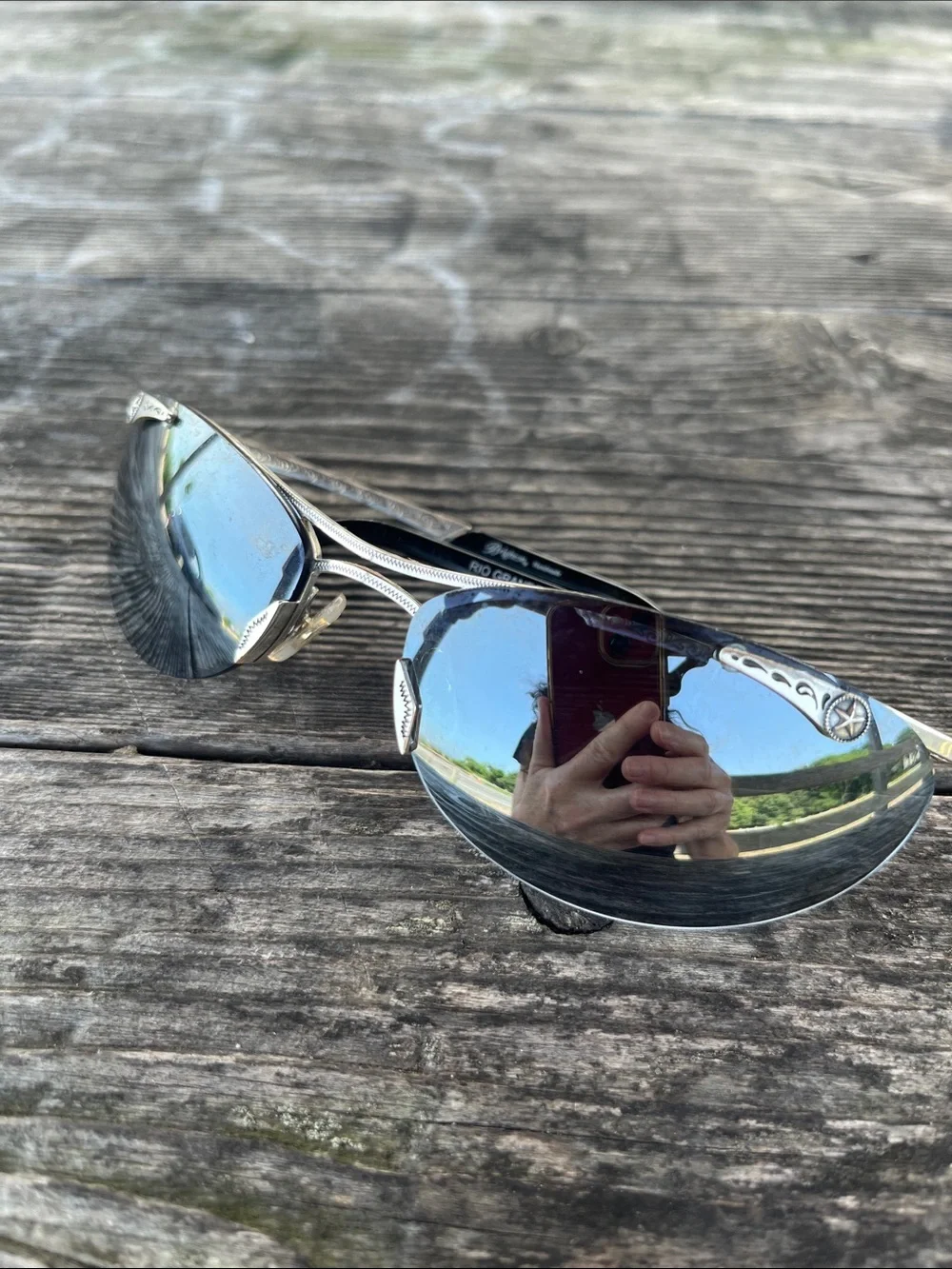 BRIGHTON Rimless Aviator Sunglasses in Black and Silver
